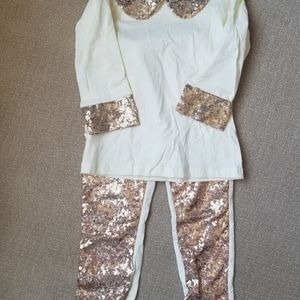 Nwot Just Couture Gold Sequin 2 pc Outfit size 4